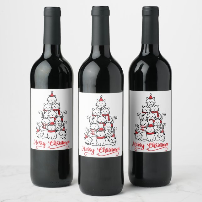 Merry Christmas Wine Label (Bottles)
