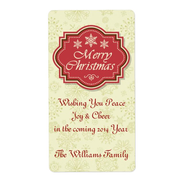 Merry Christmas Wine Label Gift Tag (Front)