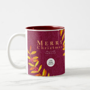 Merry Christmas Wine Red Business Mug