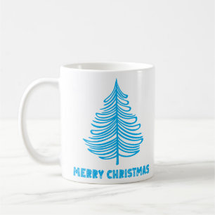 Merry Christmas Winter Blue Tree long sleeve  Coffee Mug