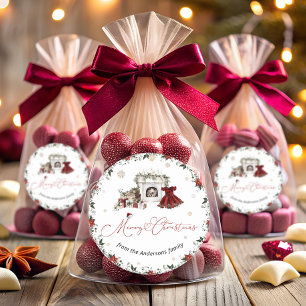 Merry Christmas Winter  Classic Round Sticker