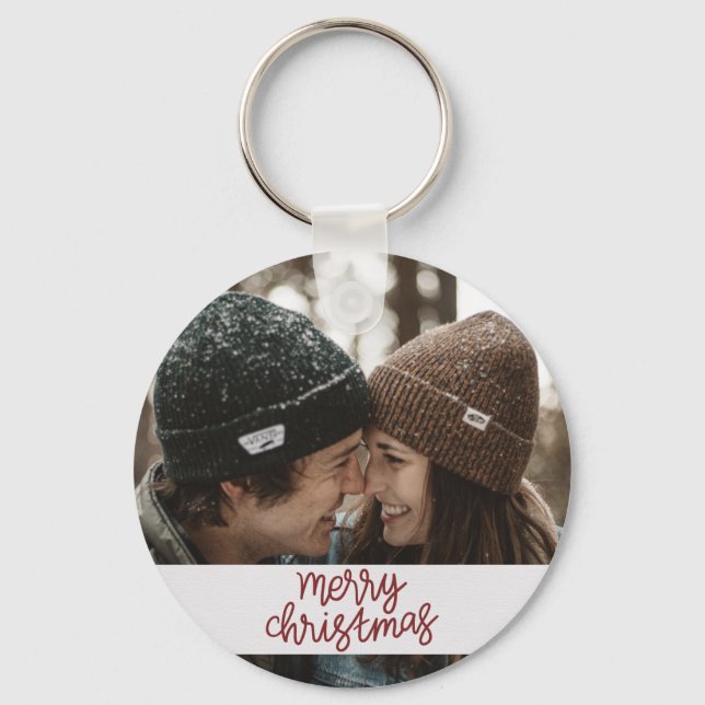 Merry Christmas Winter Couple Key Ring (Front)