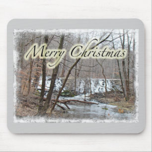 Merry Christmas Winter Dam Off Badman Road Mouse Pad