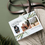 Merry Christmas Winter Dusty Calligraphy Botanical Holiday Postcard<br><div class="desc">Introducing our Merry Christmas Winter Dusty Calligraphy Photo Holiday Postcard! This beautiful card features three of your favourite photos, perfectly arranged with a trendy, loose arrangement of winter fir cones and botanical greenery. The hand lettered calligraphy adds a touch of charm and elegance, making this the perfect card to send...</div>