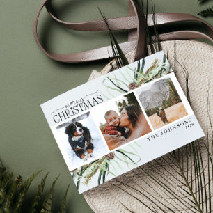 Merry Christmas Winter Dusty Calligraphy Botanical Holiday Postcard