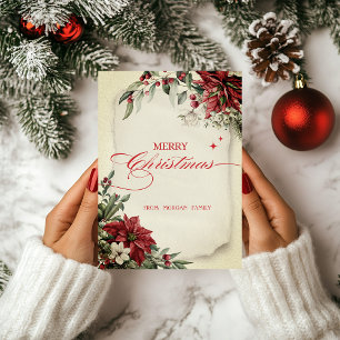 Merry Christmas Winter Flowers Poinsettia Holiday