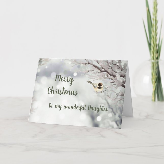 Merry Christmas Winter Frost Bird Daughter Holiday Card (Front)