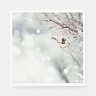 Merry Christmas Winter Frost Bird Traditional Napkin