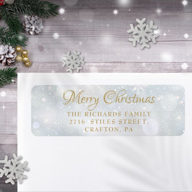 Merry Christmas Winter Frost Return Address Label (Merry Christmas Winter Frost Return Address Label)