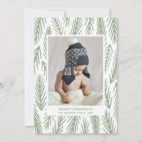 Merry Christmas. Winter green pines pattern photo