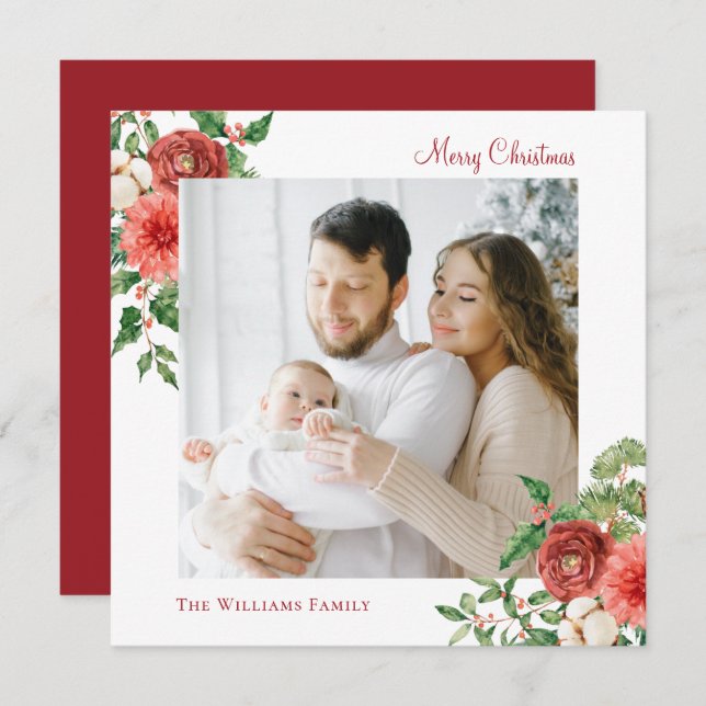 Merry Christmas Winter Holiday Photo (Front/Back)