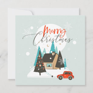 Merry Christmas Winter Home Flat Card