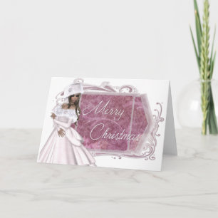 Merry Christmas Winter Lady Designed Holiday Card