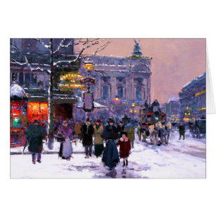 Merry Christmas. Winter Parisian Scene Card