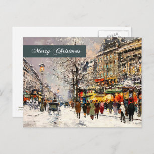 Merry Christmas. Winter Parisian Scene Holiday Postcard