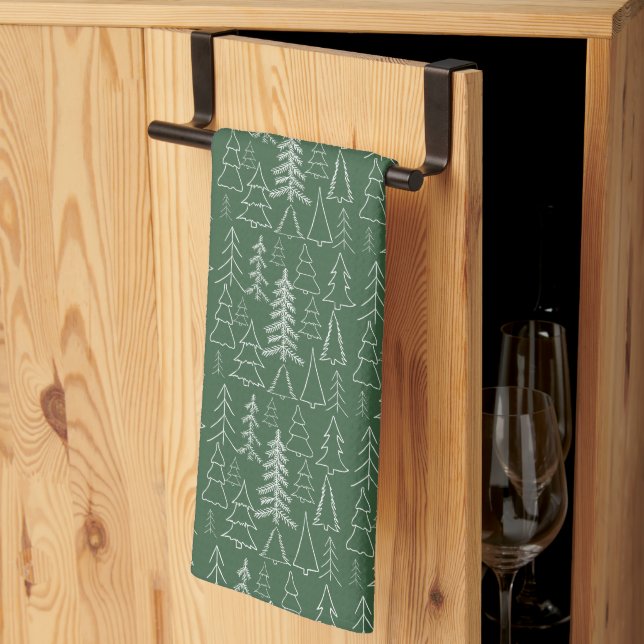 MERRY CHRISTMAS | Winter Pine Forest Kitchen Towel (Thirds Fold)