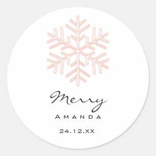 Merry Christmas Winter. Rose Drip Snowflake Classic Round Sticker