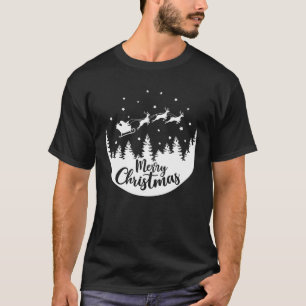 Merry Christmas Winter Santa Claus Flying Reindeer T-Shirt