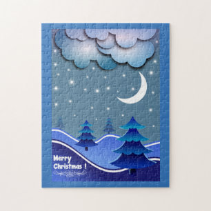 "MERRY CHRISTMAS" WINTER SCENE JIGSAW PUZZLE