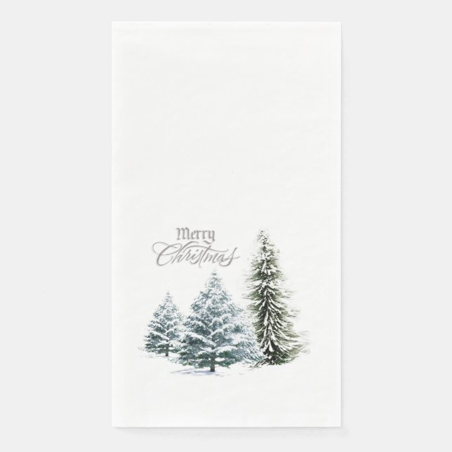 MERRY CHRISTMAS WINTER SCENERY Guest Towels Napkin (Front)