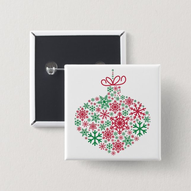 Merry Christmas Winter Snowflake Pattern 15 Cm Square Badge (Front & Back)