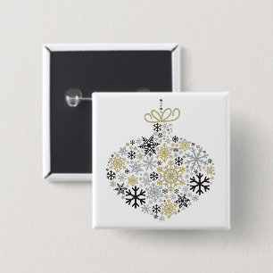 Merry Christmas Winter Snowflake Pattern 15 Cm Square Badge