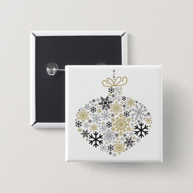 Merry Christmas Winter Snowflake Pattern 15 Cm Square Badge (Front & Back)