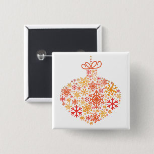 Merry Christmas Winter Snowflake Pattern 15 Cm Square Badge