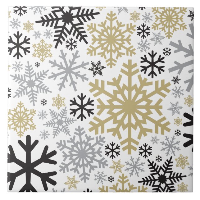 Merry Christmas Winter Snowflake Pattern Ceramic Tile (Front)