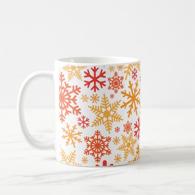 Merry Christmas Winter Snowflake Pattern Coffee Mug (Left)