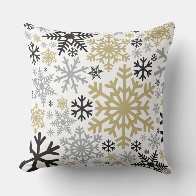 Merry Christmas Winter Snowflake Pattern Cushion (Front)