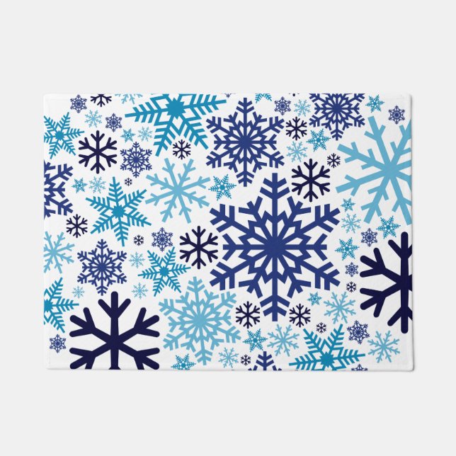 Merry Christmas Winter Snowflake Pattern Doormat (Front)