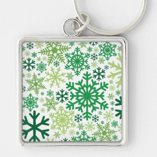 Merry Christmas Winter Snowflake Pattern Key Ring