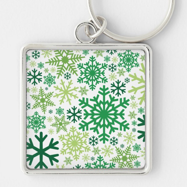 Merry Christmas Winter Snowflake Pattern Key Ring (Front)
