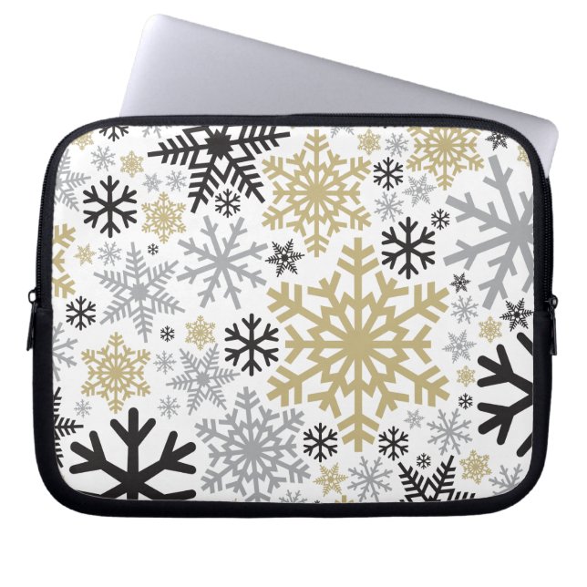 Merry Christmas Winter Snowflake Pattern Laptop Sleeve (Front)