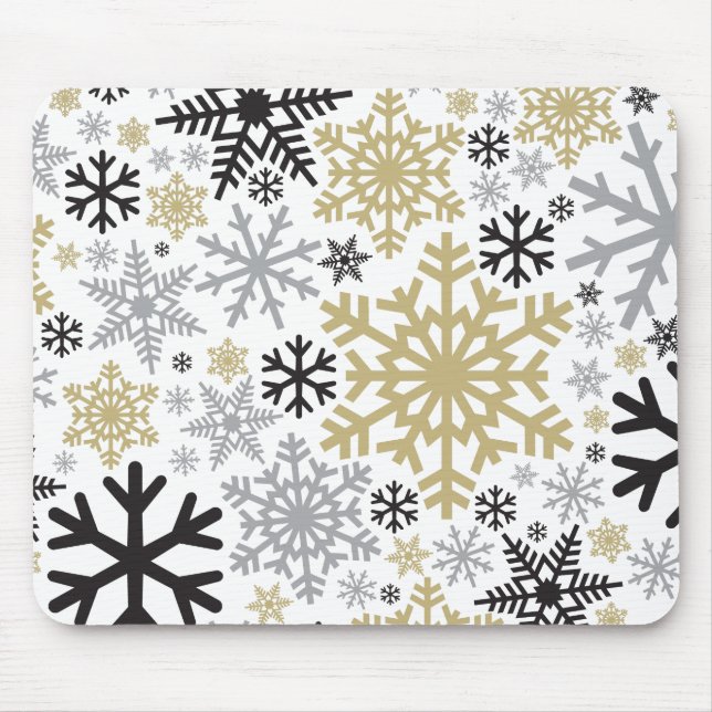 Merry Christmas Winter Snowflake Pattern Mouse Pad (Front)