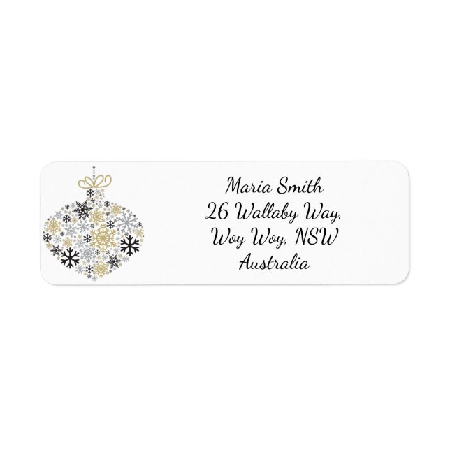 Merry Christmas Winter Snowflake Pattern Return Address Label (Front)