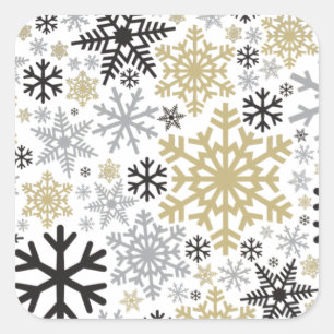 Merry Christmas Winter Snowflake Pattern Square Sticker