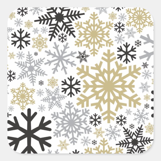 Merry Christmas Winter Snowflake Pattern Square Sticker (Front)