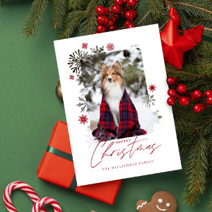 Merry Christmas Winter Snowflakes Family Photo Holiday Card