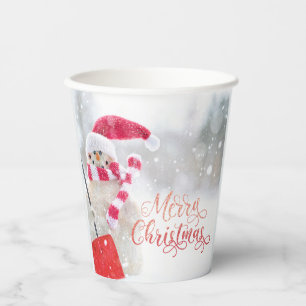 Merry Christmas Winter Snowman Paper Cups