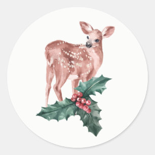 Merry Christmas Winter Wedding Reindeer Deer Classic Round Sticker