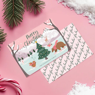 Merry Christmas Winter Wonderland Woodland Animals Holiday Card