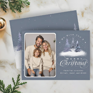 Merry Christmas Winter Woodland Family Photo Holiday Card