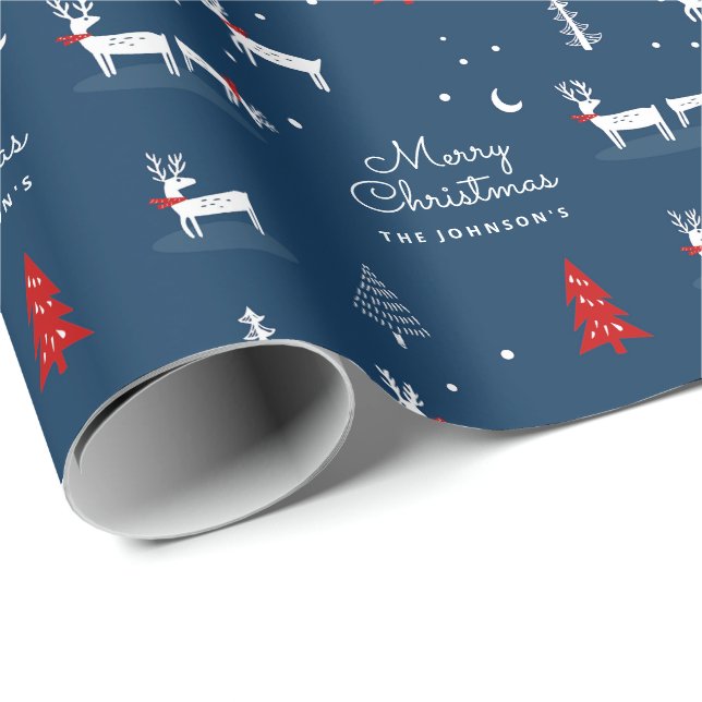 Merry Christmas Winter Woodland Personalised Wrap Wrapping Paper (Roll Corner)