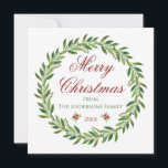Merry Christmas Winter Wreath Family   Invitation<br><div class="desc">Beautiful minimalist greenery wreath "Merry Christmas" customisable card.</div>