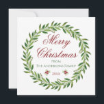 Merry Christmas Winter Wreath Family   Invitation<br><div class="desc">Beautiful minimalist greenery wreath "Merry Christmas" customisable card.</div>
