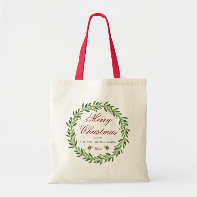 Merry Christmas Winter Wreath Family   Tote Bag (Front)