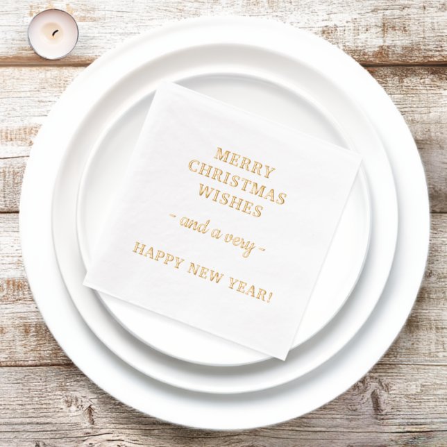 Merry Christmas Wishes Happy New Year Foil Napkins (Insitu)