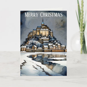 Merry Christmas Wishes Mont St Michel Abbey Card